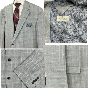 Oak Hill Seersucker Blazer Jacket Men's Size 4XLT 58L-60L Grey Glen Plaid Office